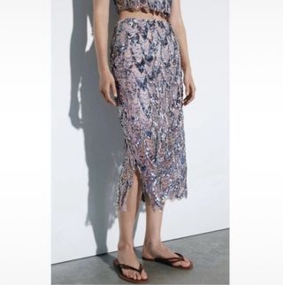 Vestido brillante oro y rosa