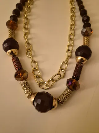 Collana vintage marrone e oro