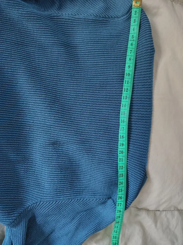 Maglia donna scollo quadrato turchese taglia XS