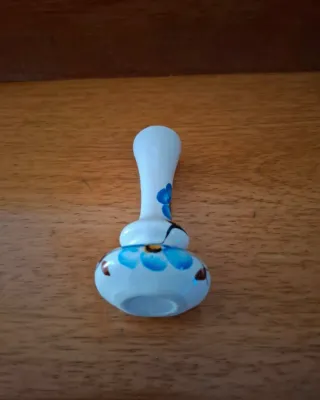 Jarra Cerâmica Pintada Flores Azuis