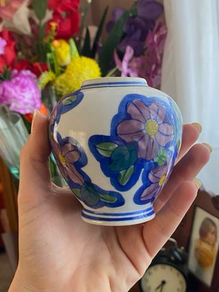 Mini jarrón Cerámica Pintado a Mano Flores
