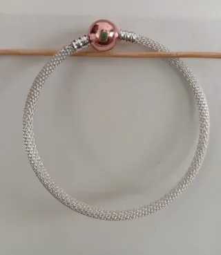Pulsera rígida cordón oro y plata