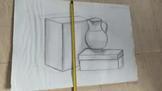 Bodegón antiguo a lápiz