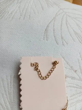 Collar cadena doble bolitas doradas