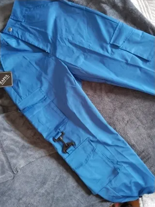 Pantalón Zaful Cargo Azul Eléctrico Talla S