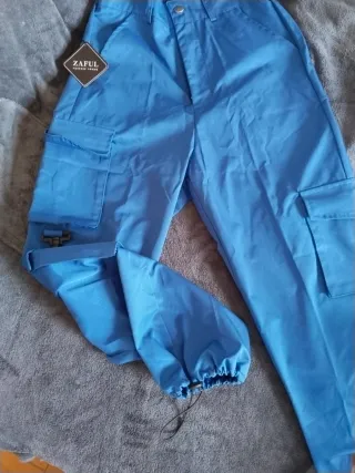 Pantalón Zaful Cargo Azul Eléctrico Talla S