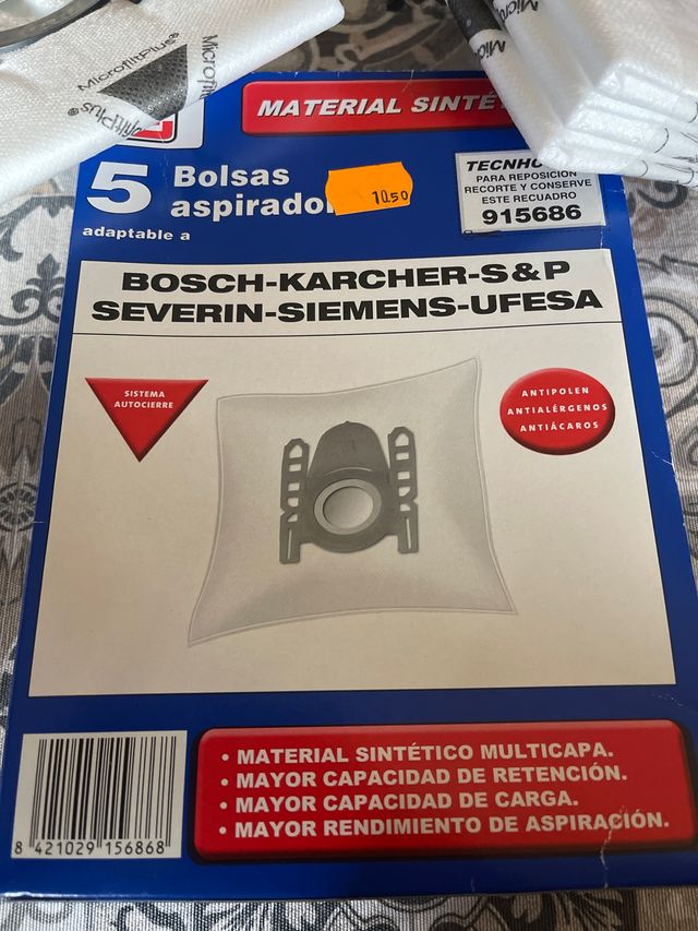 4 Bolsas Aspirador Bosch, Karcher, Severin