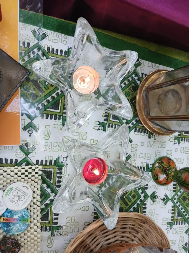 Portavelas estrella de cristal