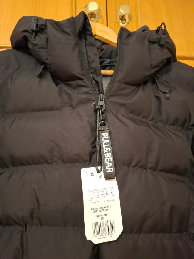 Abrigo Largo Plumas Pull&Bear Negro Talla L