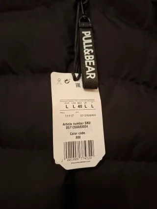 Abrigo Largo Plumas Pull&Bear Negro Talla L