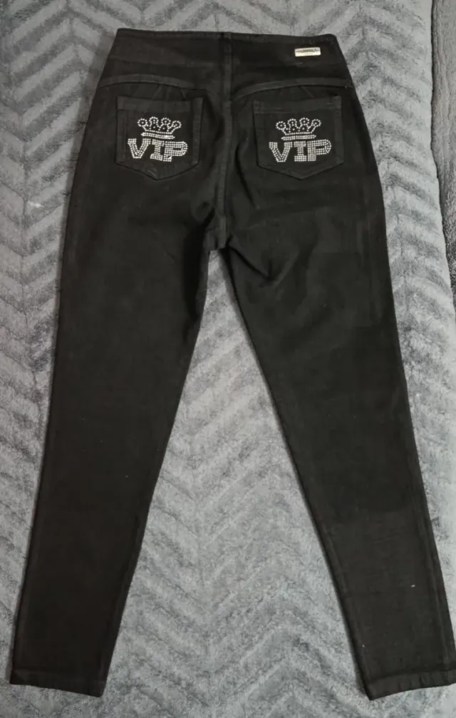 Pantalón Jean Negro con Brillantes