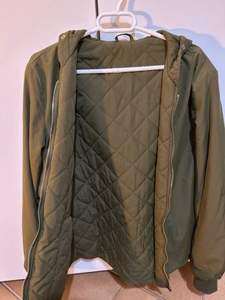 Parka Zara verde con cappuccio in pelliccia,2 in1