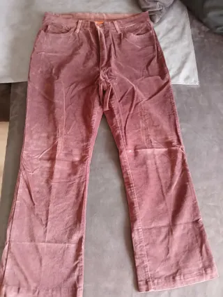 Pantalones Mujer Antelina Talla 38-40 Rosa Granate