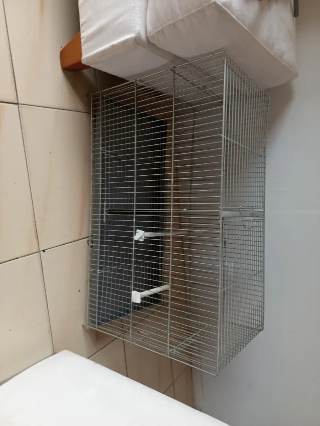 Jaula doble para pájaros 4 puertas