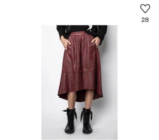 Falda Zadig & Voltaire  de piel color burdeos