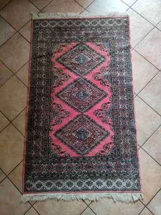 Tappeto persiano orientale vintage rosa