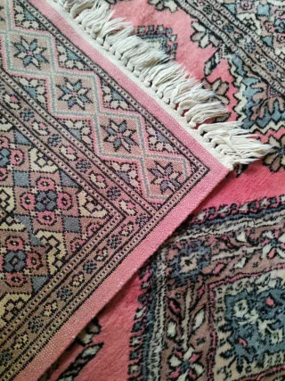 Tappeto persiano orientale vintage rosa