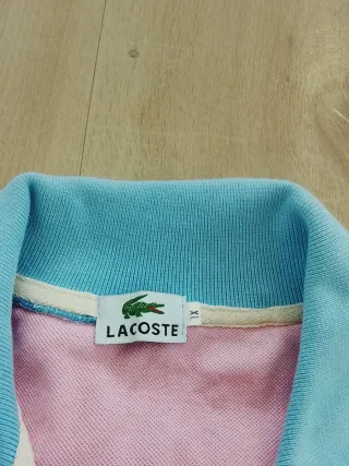Polo Lacoste Hombre Azul y Rosa