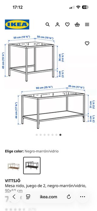 Mesa Centro Ikea Vittsjö Cristal y Metal