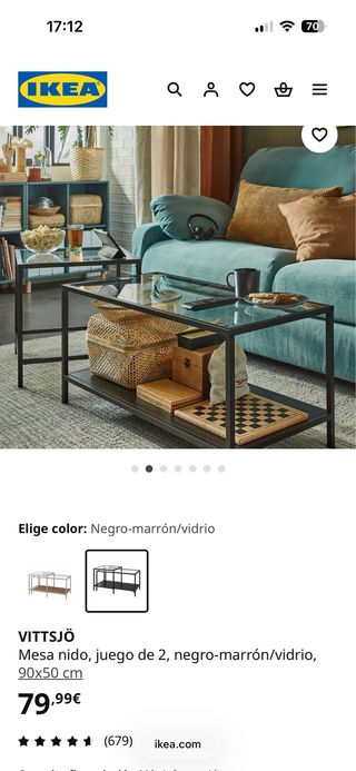 Mesa Centro Ikea Vittsjö Cristal y Metal