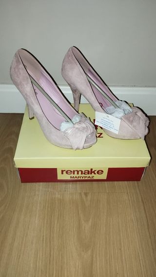 Zapatos de tacón Marypaz rosa/beige
