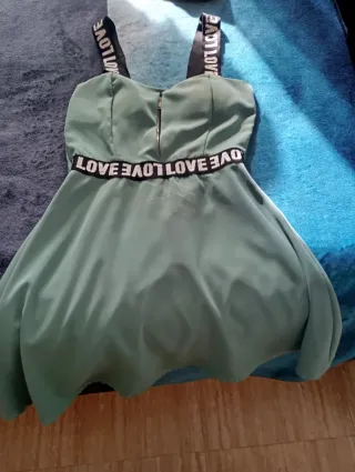 Vestido verde tirantes mujer