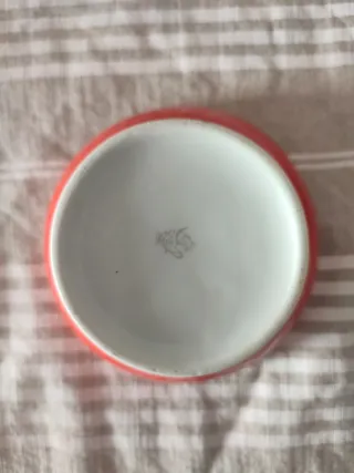 Azucarero de porcelana rojo y blanco