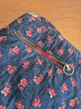 Neceser y funda gafas pana floral vintage años 80