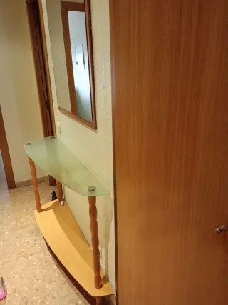 Recibidor y espejo madera y cristal