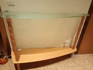 Recibidor y espejo madera y cristal