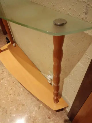 Recibidor y espejo madera y cristal