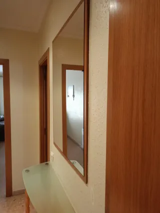 Recibidor y espejo madera y cristal