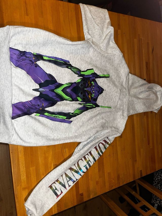 Sudadera Evangelion gris y morada