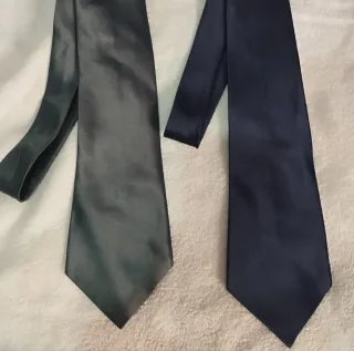 2 Corbatas Vintage Lisas Gris y Azul Marino