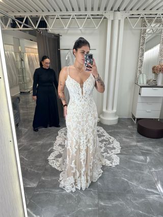 Vestido de Novia con Encaje y Brillo Talla M