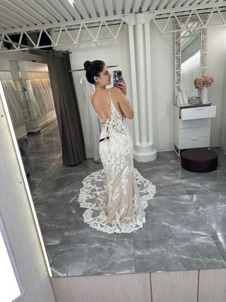Vestido de Novia con Encaje y Brillo Talla M