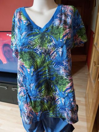 Camiseta Milano Talla XL Estampado Tropical