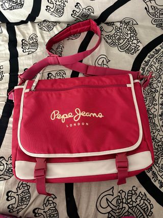 Mochila Pepe Jeans rosa y blanca