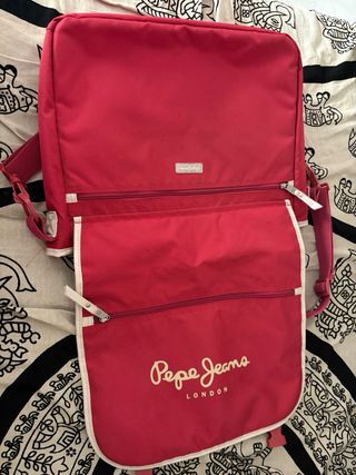 Mochila Pepe Jeans rosa y blanca
