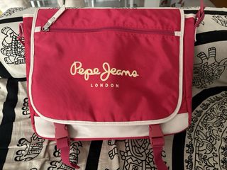 Mochila Pepe Jeans rosa y blanca