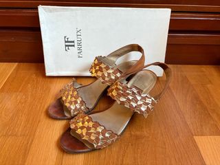 Sandalias Farrutx Marrón y Dorado de piel