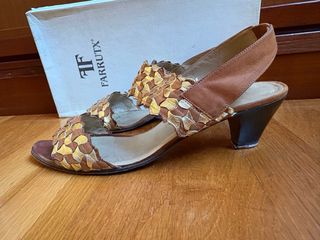 Sandalias Farrutx Marrón y Dorado de piel