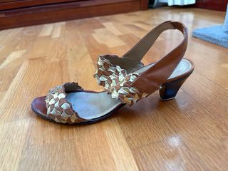 Sandalias Farrutx Marrón y Dorado de piel