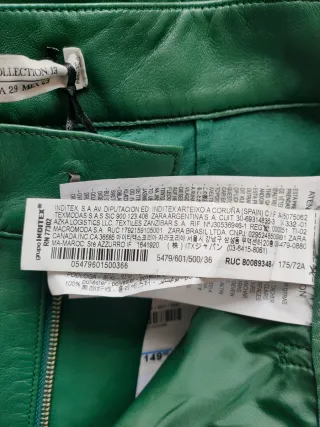Pantalón Zara Studio Piel Verde
