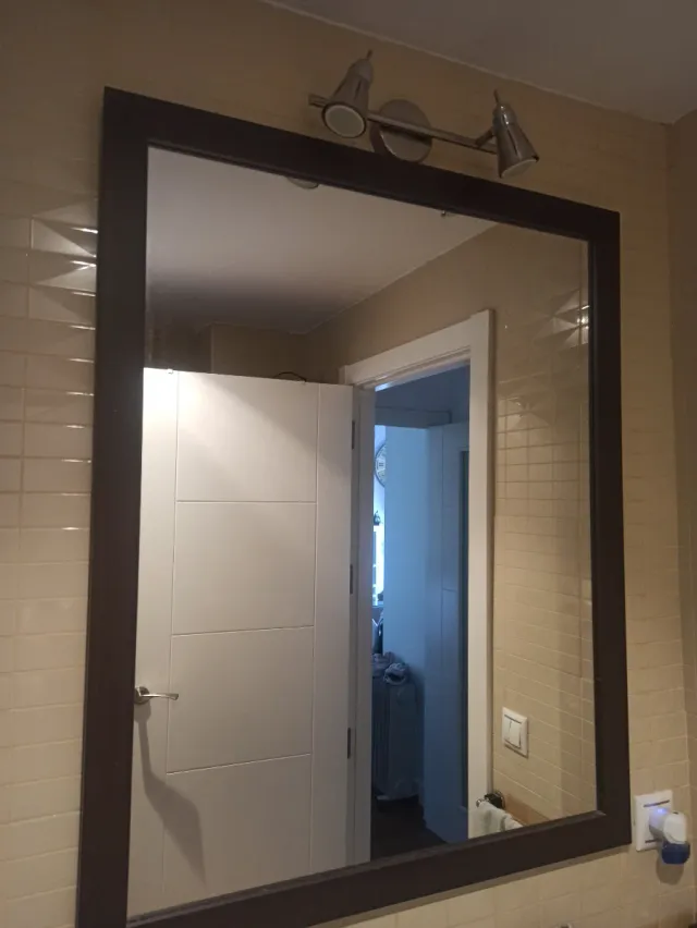 Espejo de baño madera y cristal