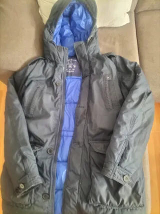 Cazadora larga hombre azul