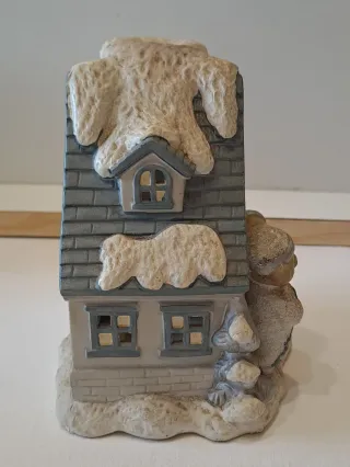 Decorazione natalizia casa orsetti in ceramica