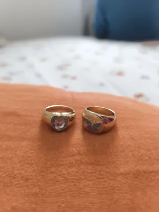 Anillos Corazón y Mariposa Dorados