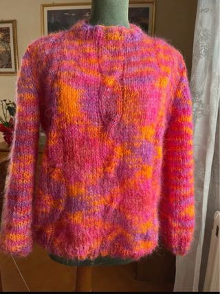 Maglione lana mohair fatto a mano taglia L