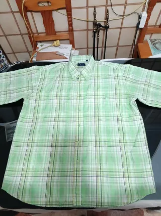 Camisa CHAPS manga corta cuadros verde M